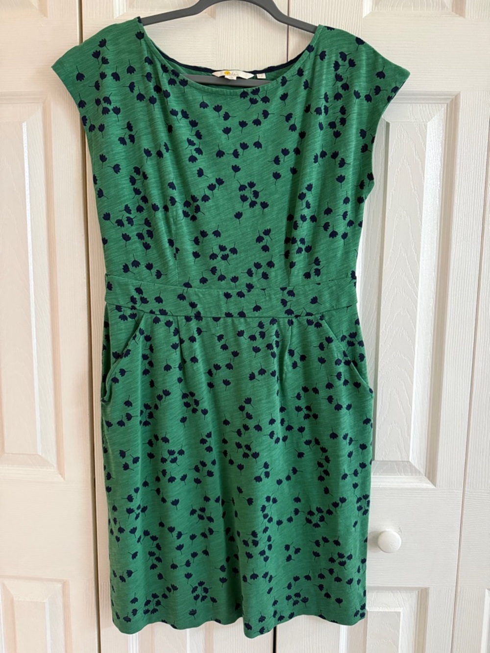 Boden Green Knit Top with Navy Floral Print